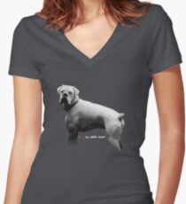 I ♥ my white boxer Women's Fitted V-Neck T-Shirt