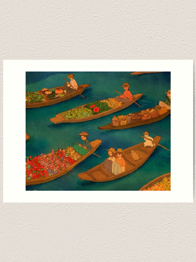 Alternate view of Floating market, Damnoen Saduak, Thailand Art Print