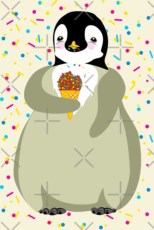 "Cute penguin eating ice cream " by lents | Redbubble