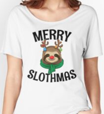 Gift For Sloth Lovers Merry Slothmas Women's Relaxed Fit T-Shirt