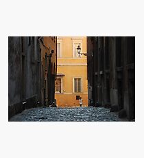 Orange Wall in a Roman Streetscape Photographic Print