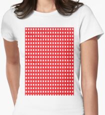 #design #pattern #textile #abstract #repetition #paper #illustration #decoration #vertical #vibrantcolor #red #colorimage #copyspace #retrostyle #geometricshape #textured #seamlesspattern #backgrounds Women's Fitted T-Shirt