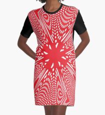 #abstract #design #illustration #pattern #futuristic #art #shape #creativity #modern #bright #vertical #vibrantcolor #red #colorimage #textured #backgrounds #geometricshape #inarow #imagination Graphic T-Shirt Dress