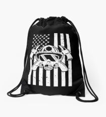 Firefighter Gift USA Flag Fireman Fire Department Gift Drawstring Bag