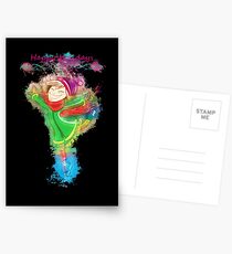 Girl skating glowing Art Postcards