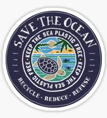 Save The Ocean Keep the Sea Plastic Free Turtle Scene Sticker