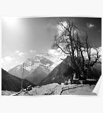 Looking down to valley and mountain Poster