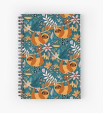Glückliches Boho-Faultier mit Blumen Spiralblock