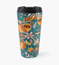 Happy Boho Sloth Floral Travel Mug