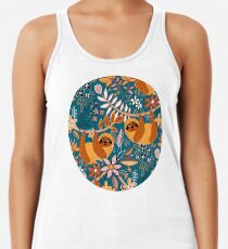Glückliches Boho-Faultier mit Blumen Racerback Tank Top