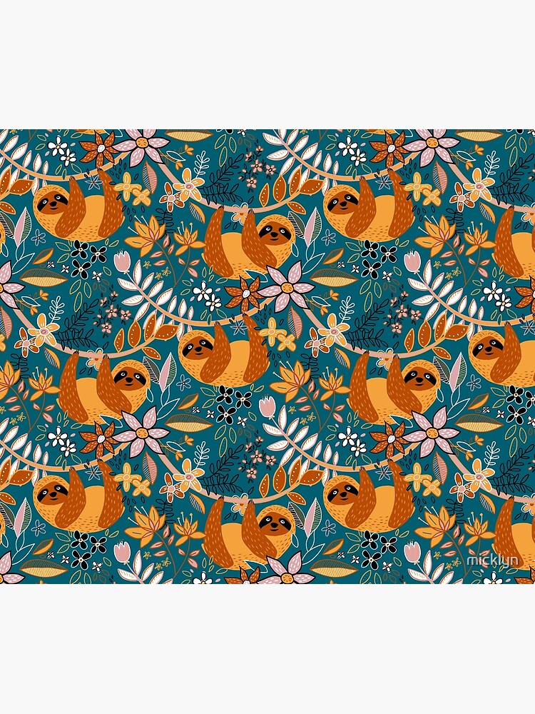 Happy Boho Sloth Floral by micklyn