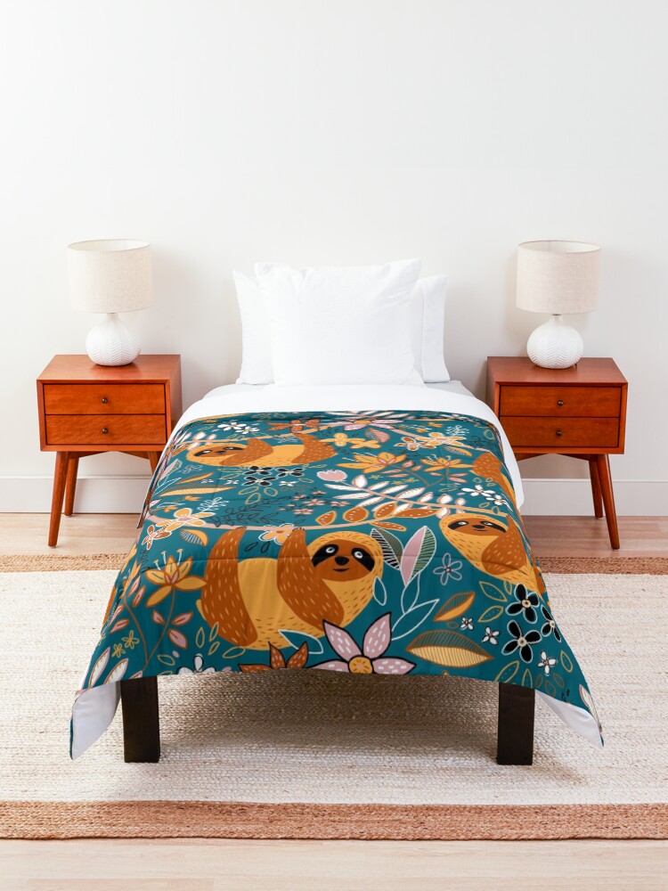 Alternate view of Happy Boho Sloth Floral Comforter