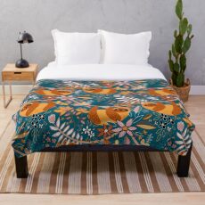 Glückliches Boho-Faultier mit Blumen Fleecedecke