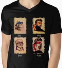The Renaissance Ninja artists Italian famous artists, painters turtles Men's V-Neck T-Shirt