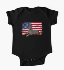 Doberman Pinscher Dog USA American Flag One Piece - Short Sleeve