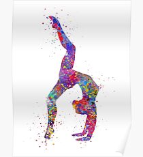 Gymnastics girl, watercolor gymnastics, teen gift, gymnastics wall art Poster