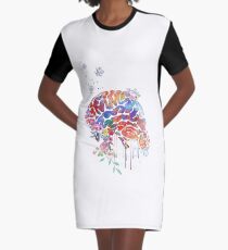 Brain anatomy, floral brain Graphic T-Shirt Dress