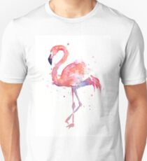 Camiseta ajustada Pink Flamingo Watercolor Illustration