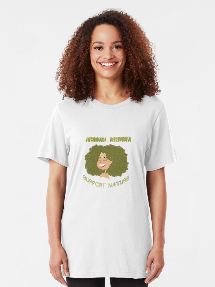 Alternate view of Think Green - Support Nature Slim Fit T-Shirt
