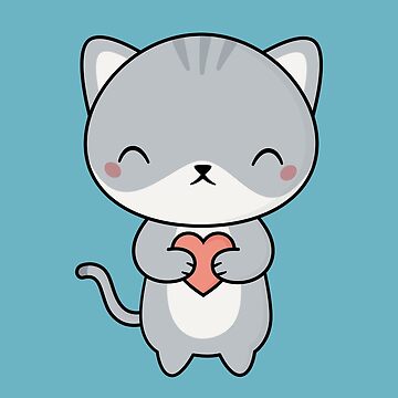 kawai #miau #gato #kawaii #meow #cat #heart #corazon - Gato Kawaii