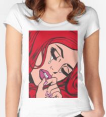 Red Hair Crying Comic Girl Women's Fitted Scoop T-Shirt