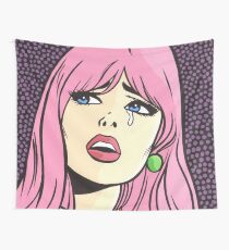 Pink Pop Art Crying Comic Girl Wall Tapestry