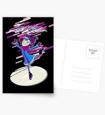 Girl skating Eighties Retro Violet and Purple Postcards