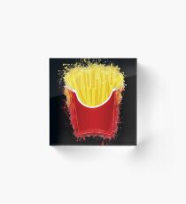 French fries potato chips glowing Art Acrylic Block