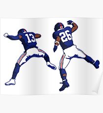 Odell Beckham Jr and Saquon Barkley Cartoon Poster