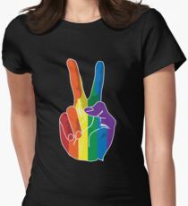 Sign of Peace (Rainbow Hand) Women's Fitted T-Shirt