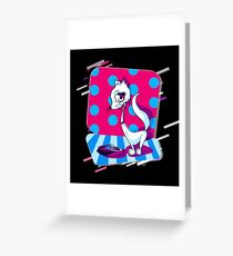 Cat food Eighties Retro Violet and Purple Greeting Card