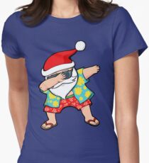 Hawaiian Dabbing Santa Women's Fitted T-Shirt