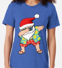 Hawaiian Dabbing Santa Tri-blend T-Shirt