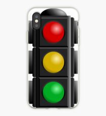 A traffic light with red, yellow and green lights iPhone Case