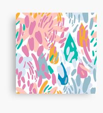 Abstract girly pink teal coral modern brushstrokes Canvas Print