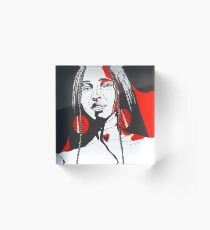 Tabitha, Strong Woman Portrait, Black White Red Print Acrylic Block