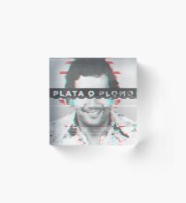 Plata o Plomo Glitch Acrylic Block