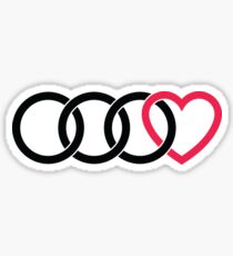 3 Audi Rings + Heart Sticker