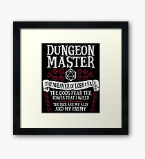 Dungeon Master, The Weaver of Lore & Fate - Dungeons & Dragons (White Text) Framed Print