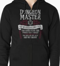 Dungeon Master, The Weaver of Lore & Fate - Dungeons & Dragons (White Text) Zipped Hoodie