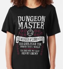 Dungeon Master, The Weaver of Lore & Fate - Dungeons & Dragons (White Text) Slim Fit T-Shirt