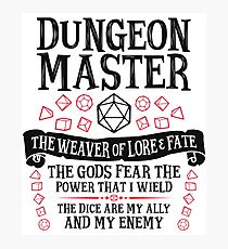 Dungeon Master, The Weaver of Lore & Fate - Dungeons & Dragons (Black Text) Photographic Print