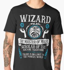 WIZARD, The Master of Magic - Dungeons & Dragons (White Text) Men's Premium T-Shirt