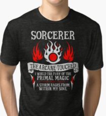 SORCERER, The Arcane-Touched - Dungeons & Dragons (White Text) Tri-blend T-Shirt