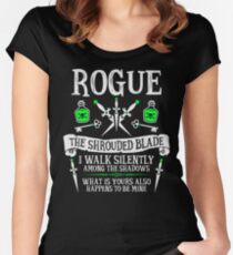ROGUE, THE SHROUDED BLADE - Dungeons & Dragons (White Text) Women's Fitted Scoop T-Shirt