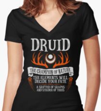 DRUID, THE CHAMPION OF NATURE - Dungeons & Dragons (Black) Women's Fitted V-Neck T-Shirt