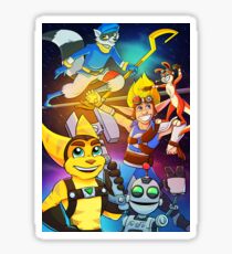 Playstation 2 Stars - Sly Cooper - Ratchet and Clank - Jak and Daxter Sticker