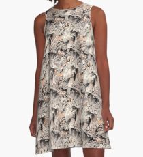 Rose Gold abstrakte Malerei A-Linien Kleid