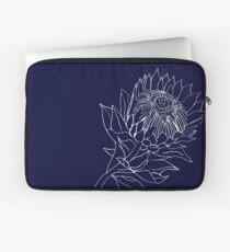King Protea - Line Drawing: Navy and White Laptop Sleeve