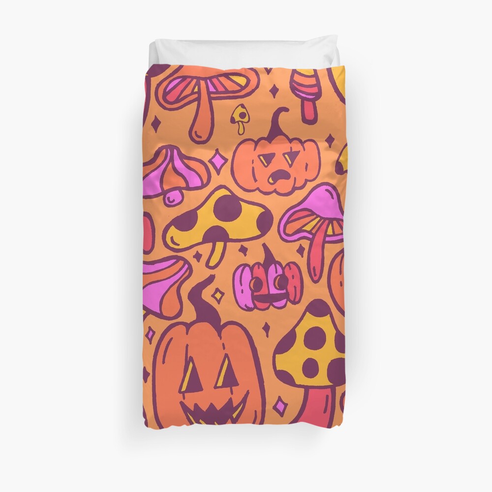 Mushrooms and Pumpkins Duvet Cover